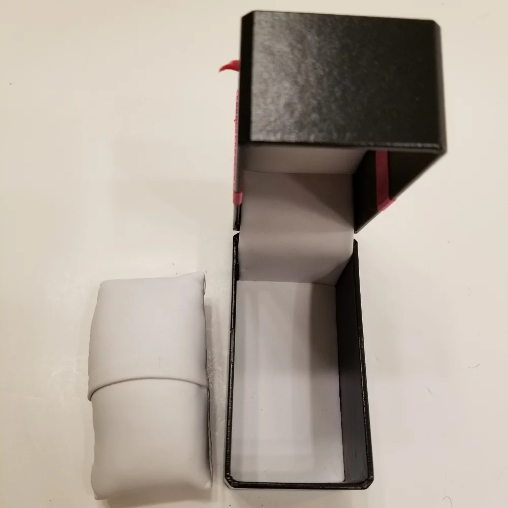🔻REDUCED❣Sleek Black Rectangular Gift Box Pink Bow Watch Bracelet Necklace Pill